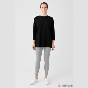 NWT Eileen Fisher Hi Crew Neck Boxy Tunic Top Shirt Womens Black M Medium $148
